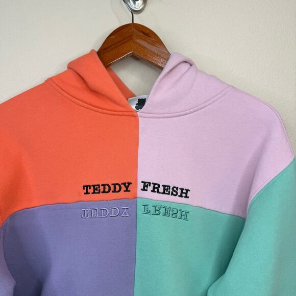 TEDDY FRESH Unisex Size M Colorblock Hoodie Orange,Pink,Purple, Mint Oversized - Picture 3 of 15